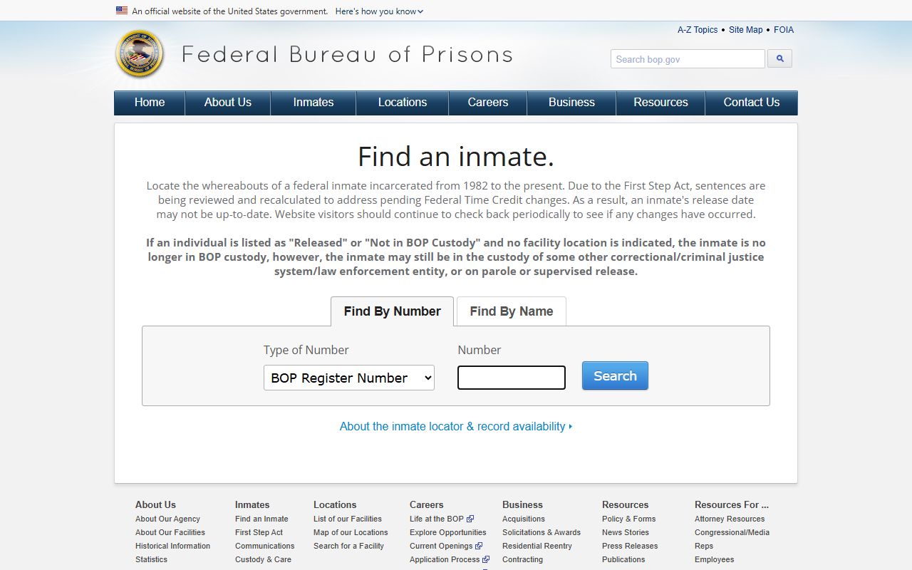 BOP federal inmate locator for Erie County inmate record fallback searches