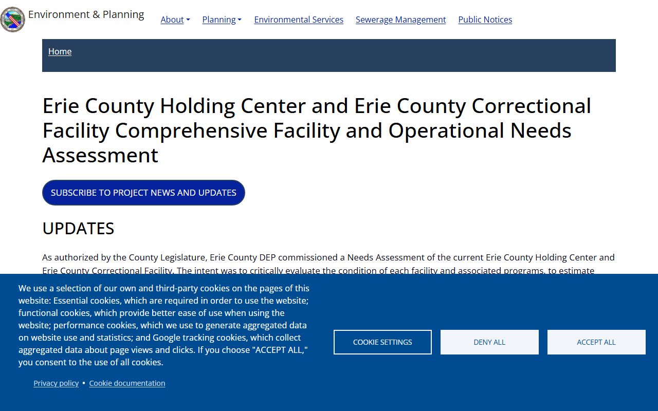 Erie County Holding Center facility assessment and inmate population context