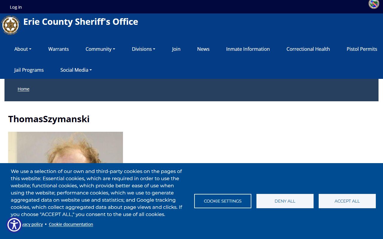 Erie County warrant profile photo is not a jail booking mugshot