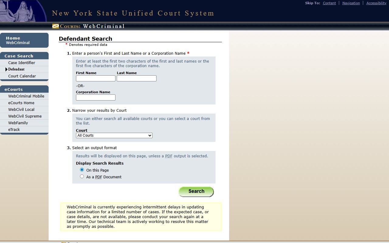Erie County court records after arrest WebCriminal defendant search